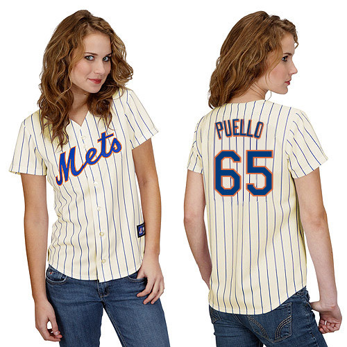 Cesar Puello #65 mlb Jersey-New York Mets Women's Authentic Home White Cool Base Baseball Jersey